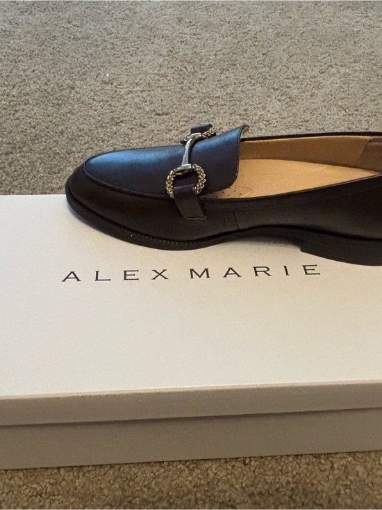 Alex Marie Shoes - Alex Marie brown Leather Loafer with Decorative Gold Buckle